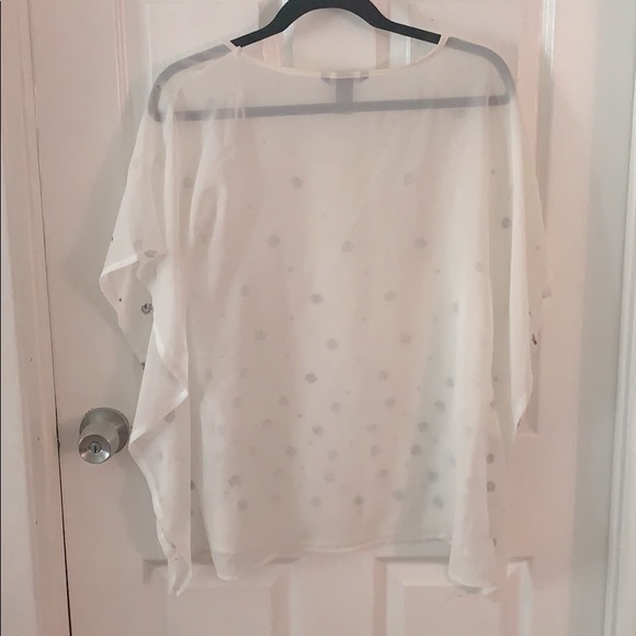H&M white sheer flowy top with sequin pattern - Picture 2 of 6